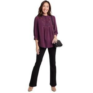 PURPLE EMBROIDERED BOHO BLOUSE